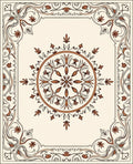 Intricate Floral Mandala Border Design Rug