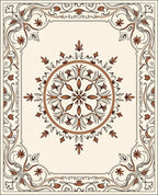 Intricate Floral Mandala Border Design Rug