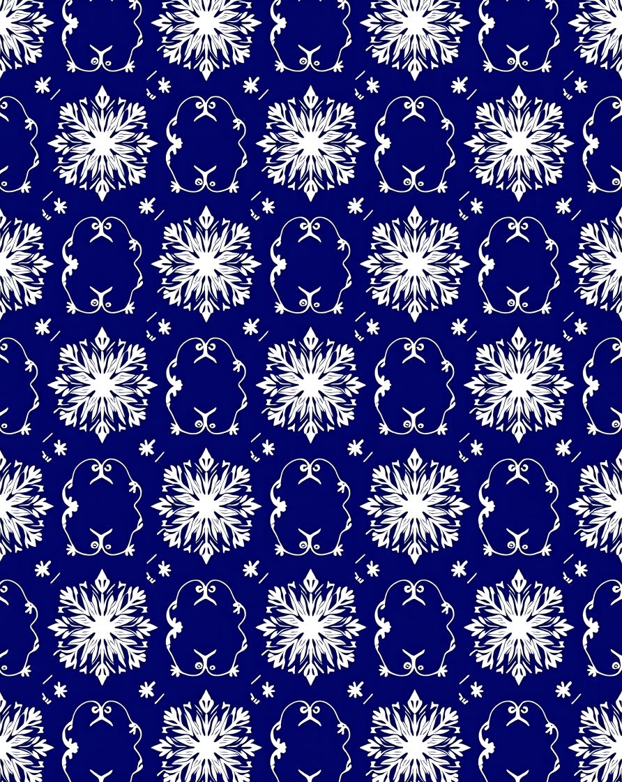 Deep Blue White Snowflake Medallion Harmony Rug