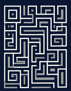 Modern Maze Patterned Geometric Design Rug