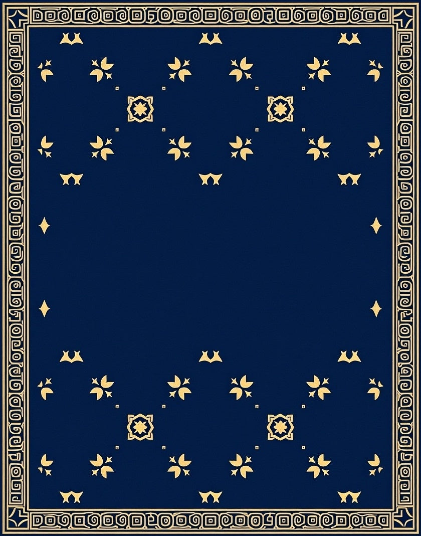 Golden Floral Geometric Medallion Rug