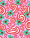 Whimsical Holly Swirl Pattern Rug