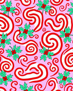 Whimsical Holly Swirl Pattern Rug