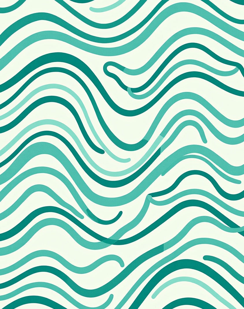 Teal Wave Pattern Rug