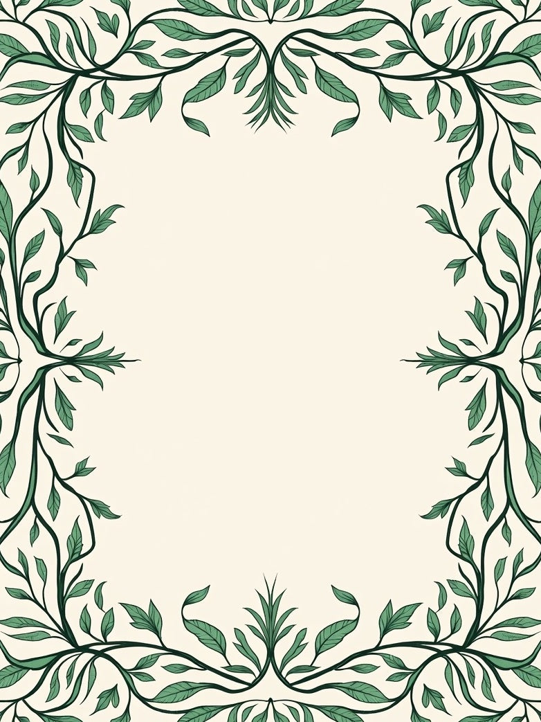 Vines Leaves Botanical Border Design Rug