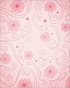 Charming Pink Floral Swirls Design Rug