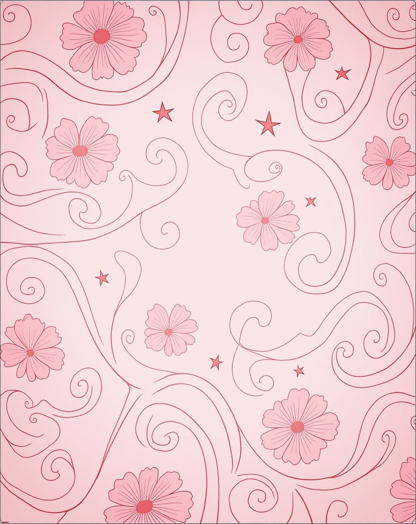 Charming Pink Floral Swirls Design Rug
