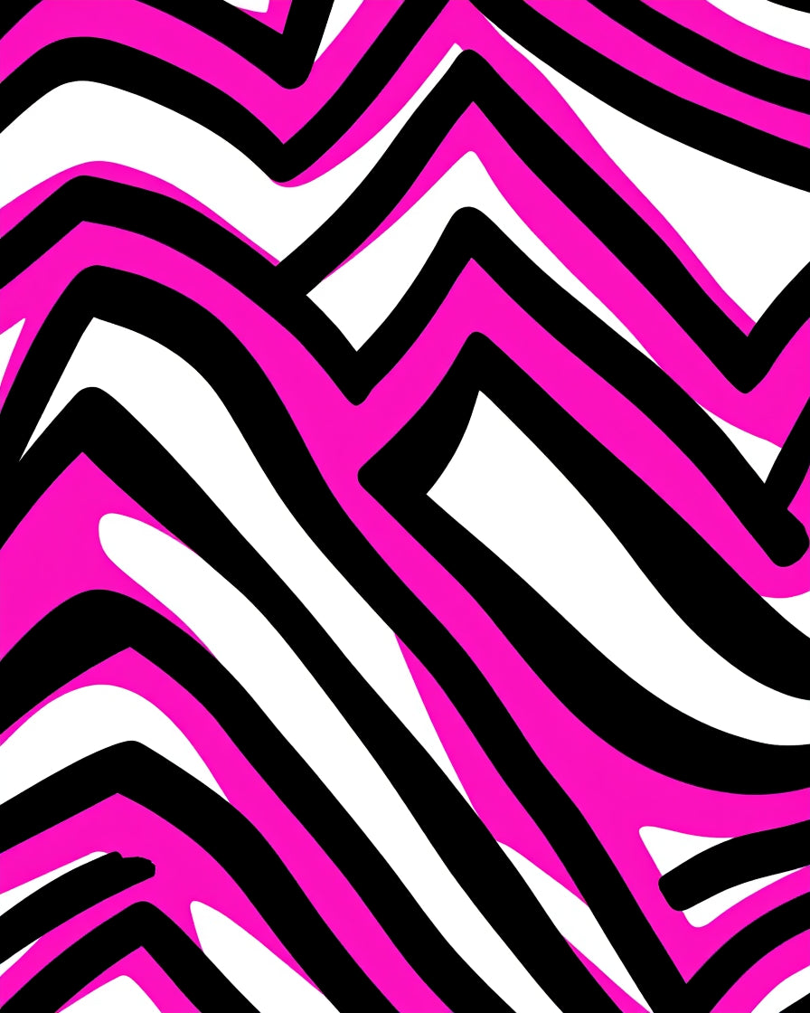 Bold Pink Black White Graphic Pattern Rug