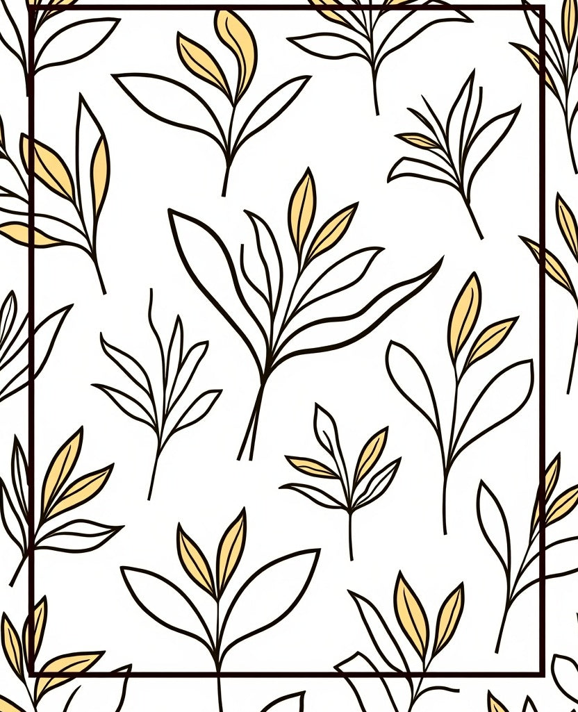 Line Art Botanical Leaf Pattern Rug