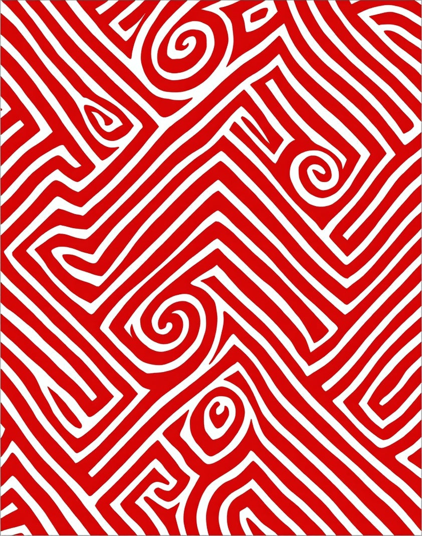 Bold Red Swirl Geometric Lines Rug