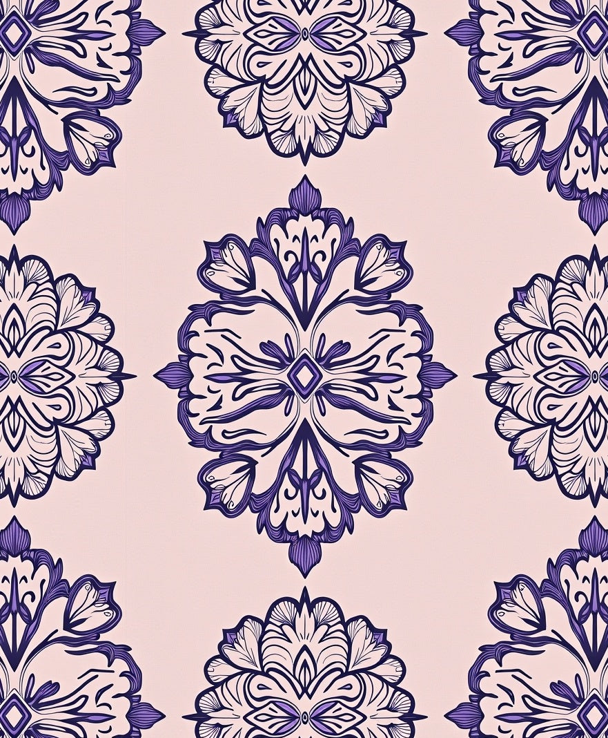 Intricate Violet Mandala Pattern Rug