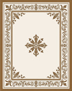 Ornate Scrollwork Floral Border Design Rug