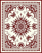 Ornamental Maroon Intricate Floral Design Rug