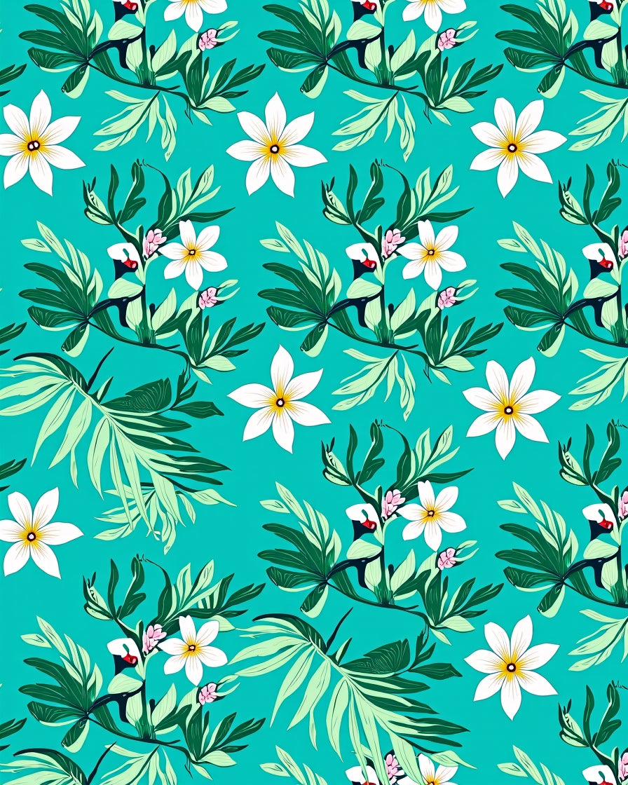 Tropical Floral Leaf Pattern Rug