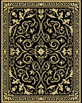 Elegant Golden Black Floral Medallion Rug