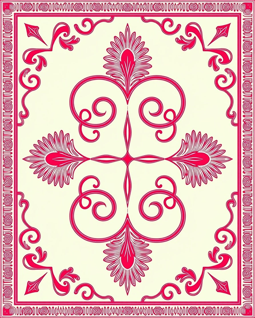 Classic Pink Scrollwork Floral Pattern Rug