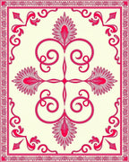 Classic Pink Scrollwork Floral Pattern Rug