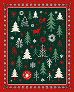 Festive Forest Tree Deer Pattern Rug