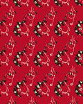 Festive Red Reindeer Holly Garland Pattern Rug