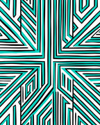 Modern Geometric Turquoise Black White Design Rug