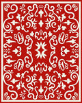Red Cream Ornate Floral Pattern Rug