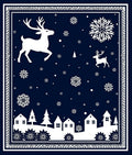 Festive Deer and Village Silhouette Rug