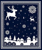 Festive Deer and Village Silhouette Rug
