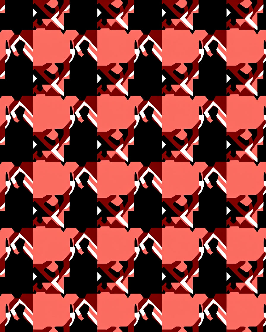 Abstract Coral Black Geometric Pattern Rug