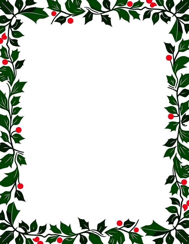Evergreen Holly Berry Garland Border Rug