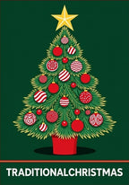 Festive Red Ball Christmas Tree Rug
