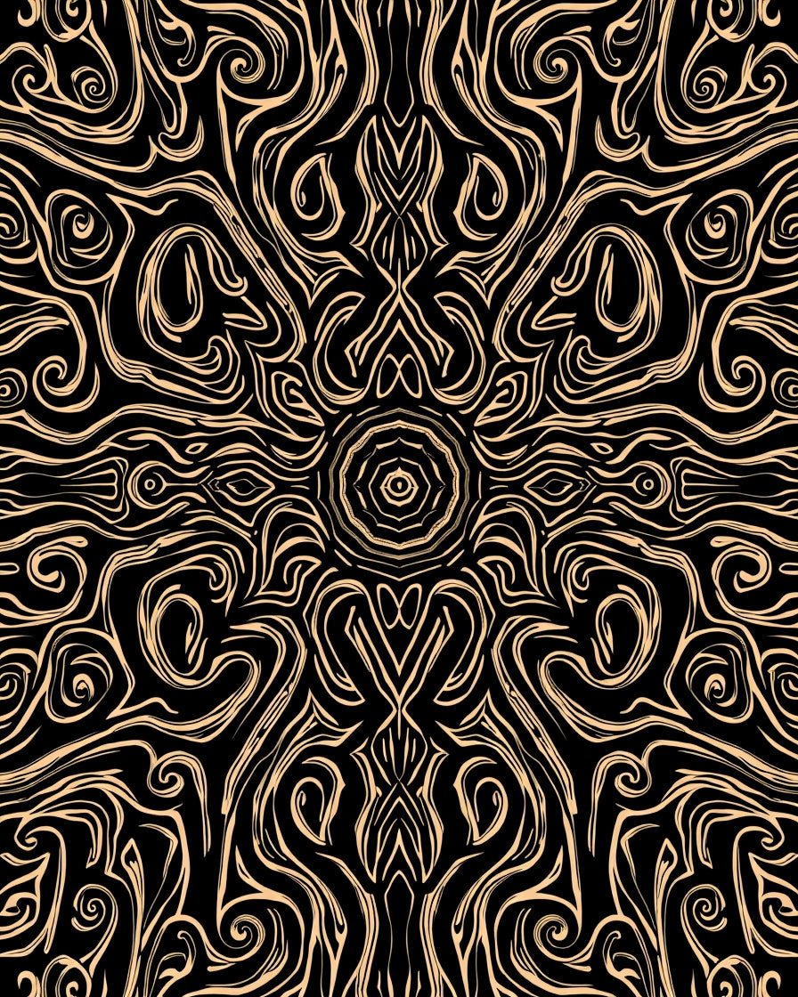 Intricate Swirls Lines Pattern Rug