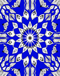 Bold Blue White Floral Mandala Pattern Rug