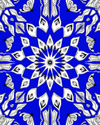 Bold Blue White Floral Mandala Pattern Rug