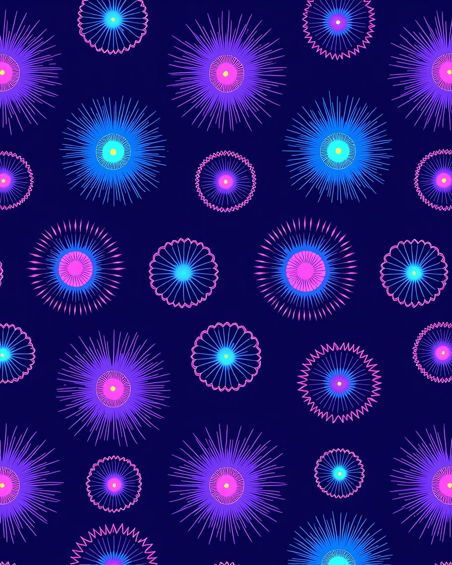 Neon Burst Floral Pattern Rug