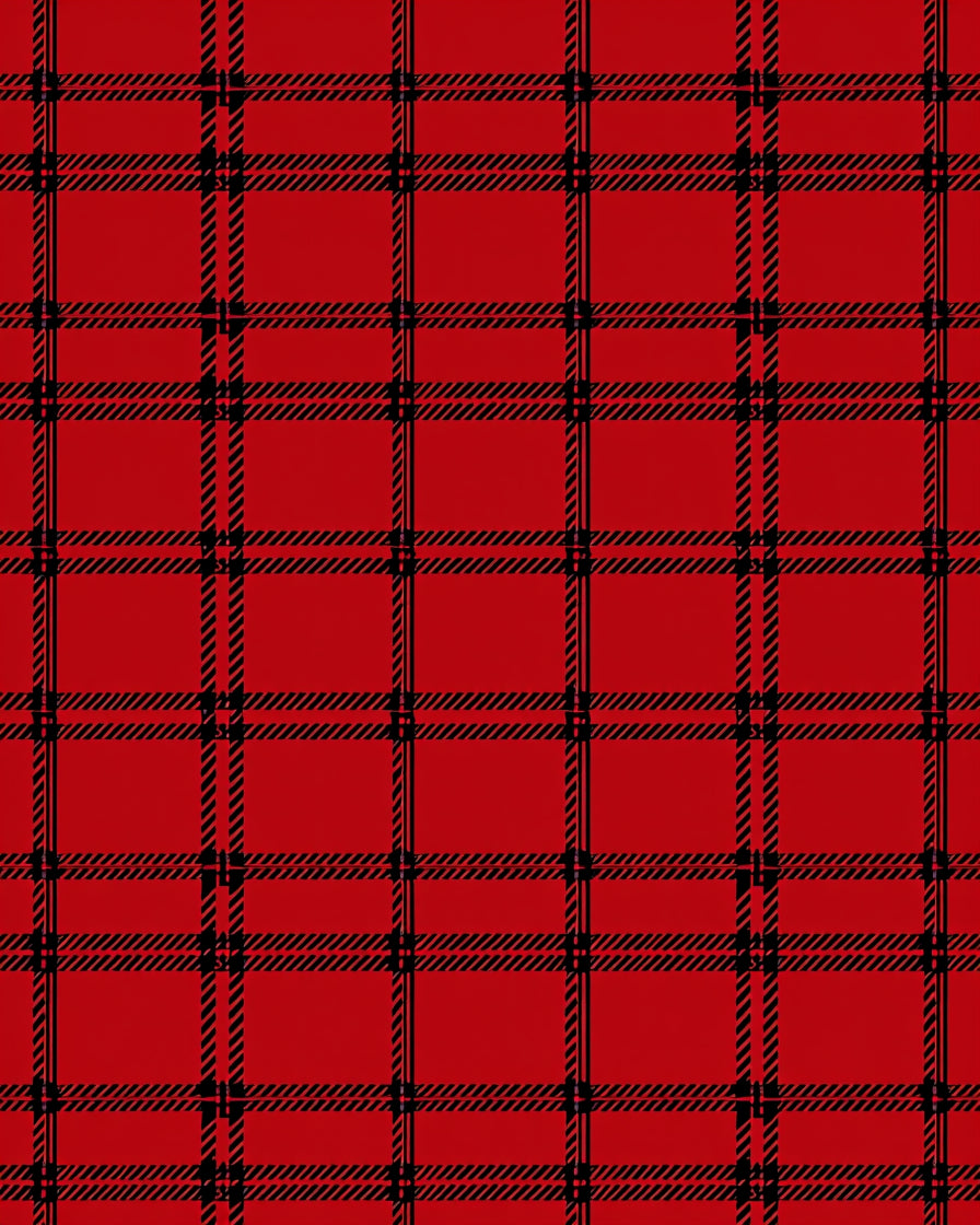 Classic Red Black Plaid Pattern Rug