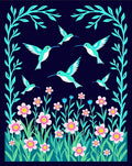 Turquoise Hummingbird Floral Meadow Rug