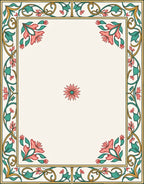 Floral Border Design with Center Accent Rug