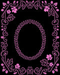 Pink Floral Swirl Oval Frame Design Rug