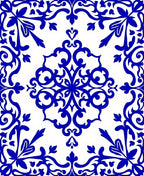 Elegant Blue Swirl Floral Ornament Rug