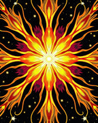Radiant Fire Petal Starburst Design Rug