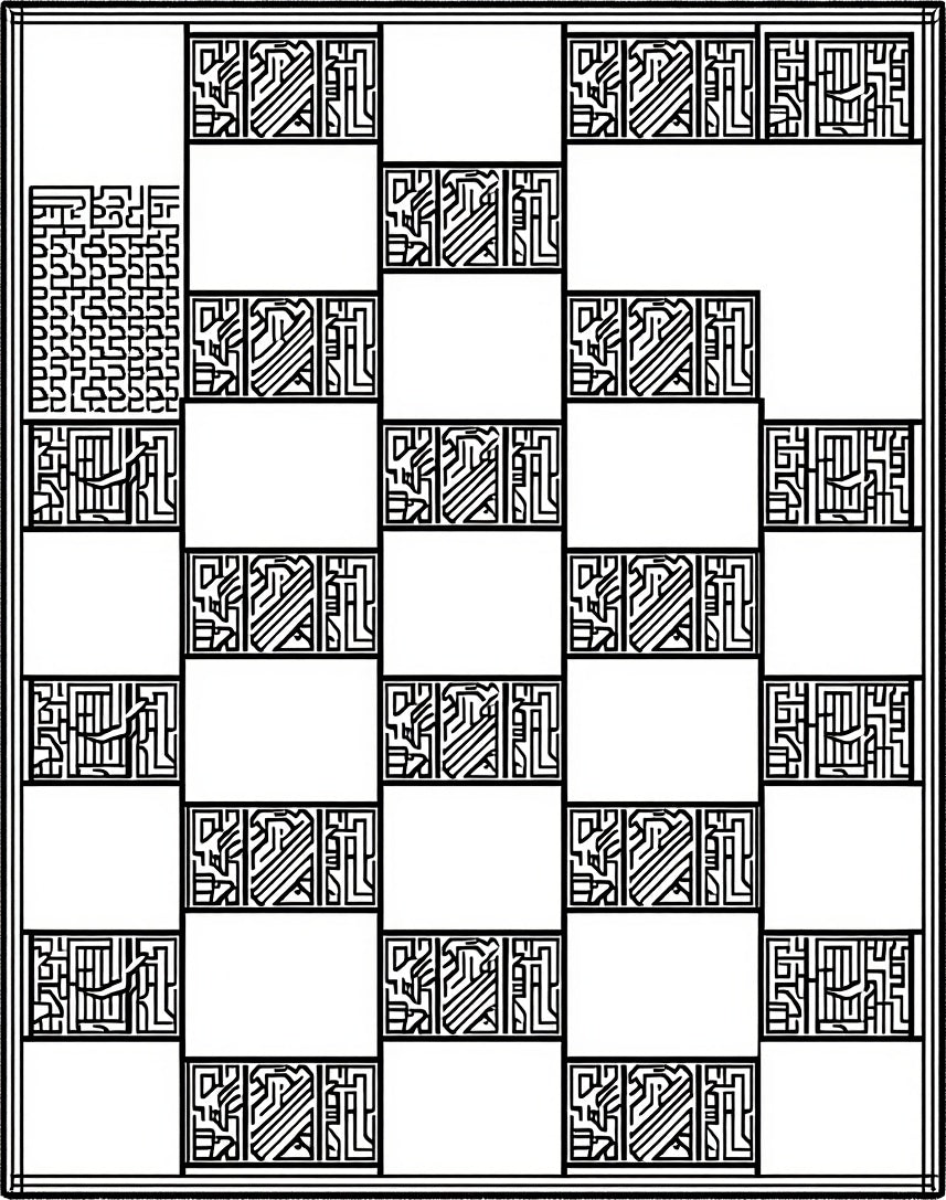 Bold Abstract Maze Pattern Rug