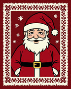 Festive Santa Claus Floral Border Design Rug