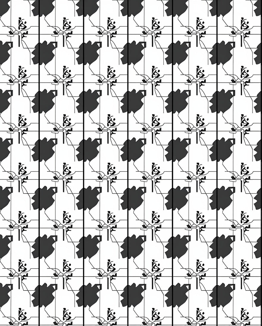 Modern Minimalist Black White Grid Pattern Rug
