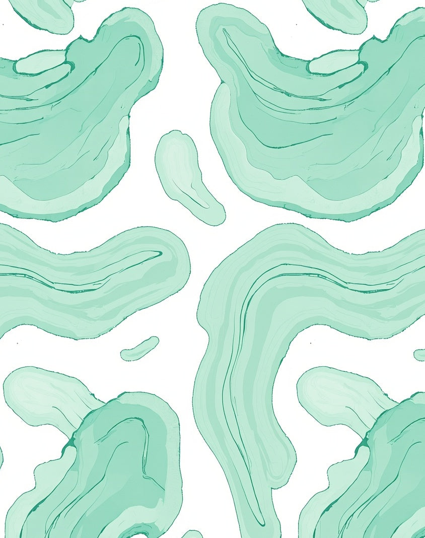 Abstract Aqua Organic Swirls Pattern Rug