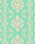 Cream Damask Pattern with Teal Backdrop Rug