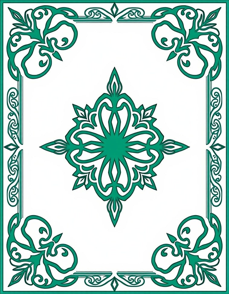 Emerald Medallion Floral Border Design Rug