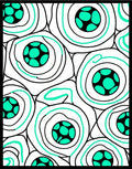 Abtract Teal And White Circular Pattern Rug