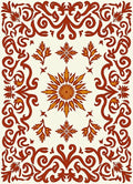 Elegant Floral Scrollwork Red Gold Rug
