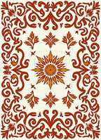Elegant Floral Scrollwork Red Gold Rug