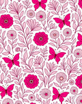 Charming Pink Butterfly Floral Pattern Rug